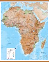 Huge Africa Wall Map Physical (Wooden hanging bars)