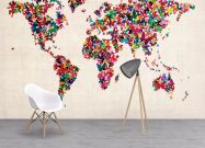 Wallpaper Butterflies Art Map of the World