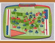 Medium American Football Stadiums Map (Wooden hanging bars)
