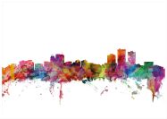 Large Anchorage Watercolour Skyline (Wood Frame - White)