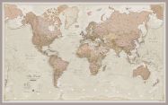 Huge Antique World Map (Pinboard & framed - Silver)