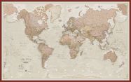 Huge Antique World Map (Pinboard & framed - Dark Oak)