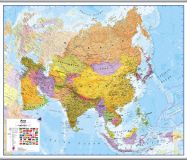 Huge Asia Wall Map Political (Hanging bars)