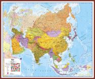 Huge Asia Wall Map Political (Pinboard & framed - Dark Oak)
