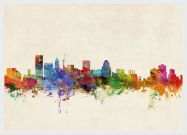 Medium Baltimore Maryland Watercolour Skyline (Wood Frame - White)