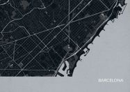 Barcelona City Street Map Print Charcoal