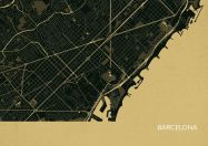 Barcelona City Street Map Print Straw