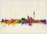 Large Berlin City Skyline (Wood Frame - White)