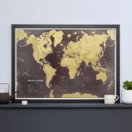 Scratch the World�� black edition map print (Pinboard & wood frame - Black)
