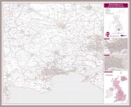 Bournemouth Postcode Sector Map (Pinboard & framed - Silver)