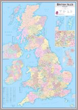 Large British Isles Administrative Map (Pinboard & framed - Silver)