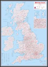 Large British Isles Postcode Map (Pinboard & wood frame - Black)