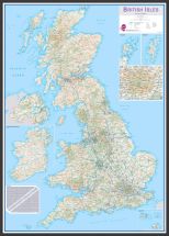 Large British Isles Routeplanning Map (Wood Frame - Black)