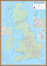 Large British Isles Sales and Marketing Map (Wood Frame - Teak)
