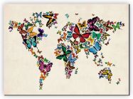 Large Butterflies Map of the World 3 (Canvas)