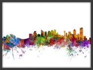 Medium Calgary Canada Watercolour Skyline (Wood Frame - Black)