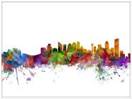 Large Calgary Canada Watercolour Skyline (Wood Frame - White)