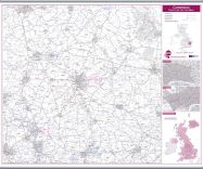 Cambridge Postcode Sector Map (Hanging bars)