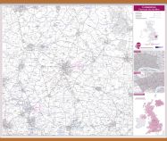 Cambridge Postcode Sector Map (Wooden hanging bars)