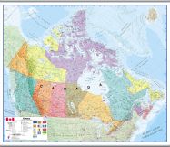 Large Canada Wall Map Political (Rolled Canvas with Hanging Bars)