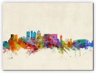 Large Cape Town South Africa Watercolour Skyline (Canvas)