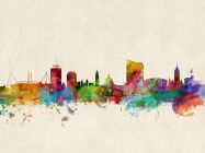 Cardiff Wales Watercolour Skyline