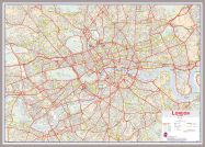 Large Central London street Wall Map (Pinboard & framed - Silver)