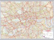 Huge Central London street Wall Map (Hanging bars)