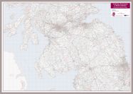 Central Scotland and Northumbria Postcode District Map (Pinboard & framed - Silver)