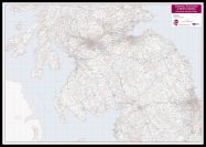 Central Scotland and Northumbria Postcode District Map (Pinboard & framed - Black)