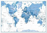 Huge Children's Art Map of the World Blue (Pinboard)