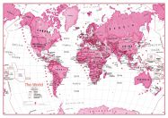 Medium Children's Art Map of the World Pink (Raster digital)