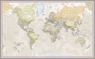 Huge Classic World Map (Pinboard & framed - Silver)