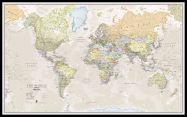 Large Classic World Map (Pinboard & framed - Black)