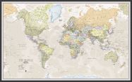 Large Classic World Map (Wood Frame - Black)