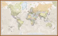 Large Classic World Map (Pinboard & wood frame - Teak)