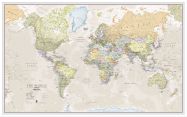 Large Classic World Map (Wood Frame - White)