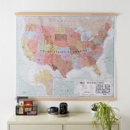 Large Executive USA Wall Map (Wooden hanging bars)