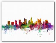 Small Columbus Ohio Watercolour Skyline (Canvas)
