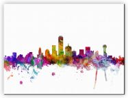 Huge Dallas Watercolour Skyline (Canvas)