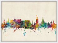 Medium Edinburgh City Skyline (Wood Frame - White)
