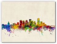 Small Edmonton Canada Watercolour Skyline (Canvas)