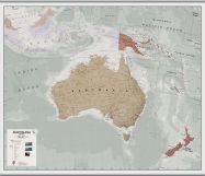 Large Executive Australasia Wall Map Political (Rolled Canvas with Hanging Bars)