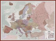 Huge Executive Europe Wall Map Political (Pinboard & framed - Dark Oak)
