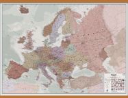 Huge Executive Europe Wall Map Political (Wooden hanging bars)