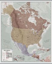 Large Executive North America Wall Map Political (Hanging bars)