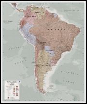 Large Executive South America Wall Map Political (Pinboard & framed - Black)