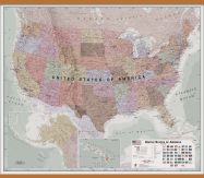 Large Executive USA Wall Map (Rolled Canvas with Wooden Hanging Bars)