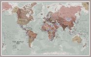 Huge Executive World Wall Map Political (Pinboard & framed - Silver)