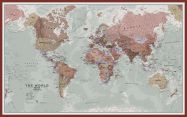 Large Executive World Wall Map Political (Pinboard & framed - Dark Oak)